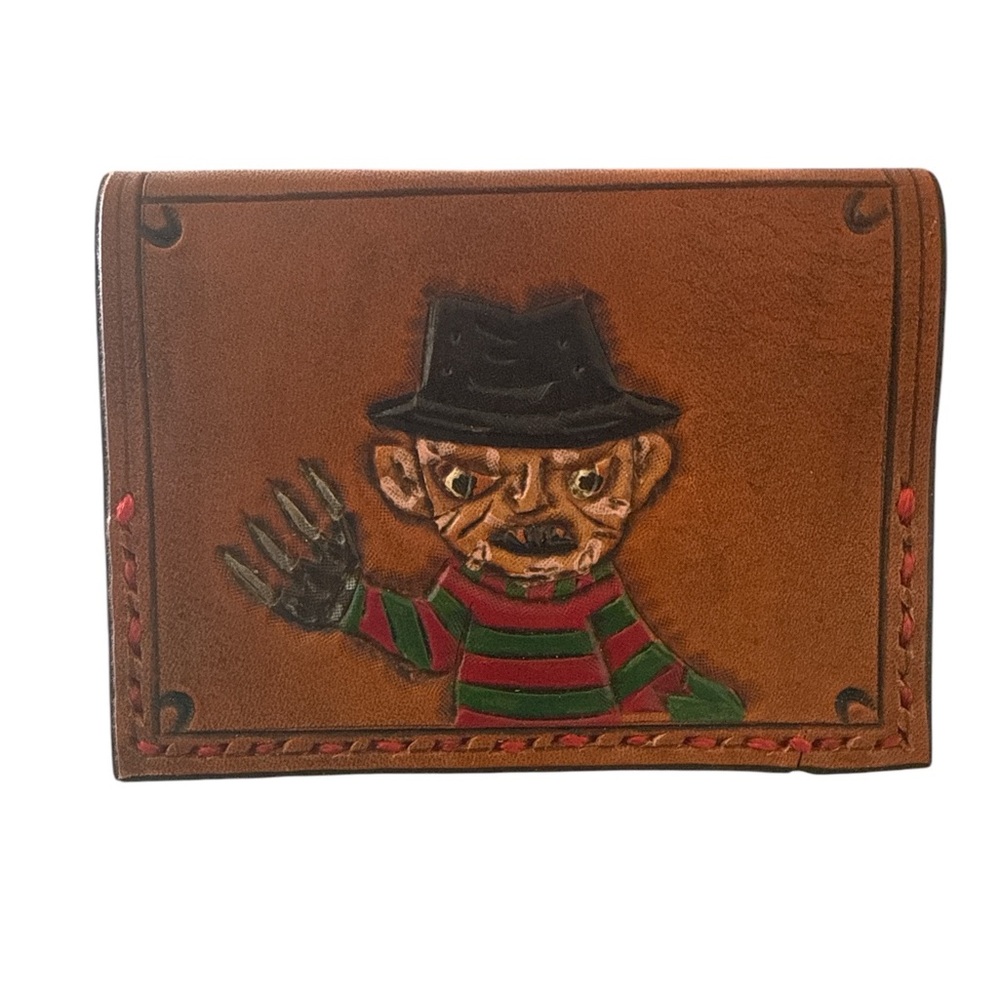 Handcrafted Custom Leather Wallet/Card Holder - Freddy Kruger - Horror